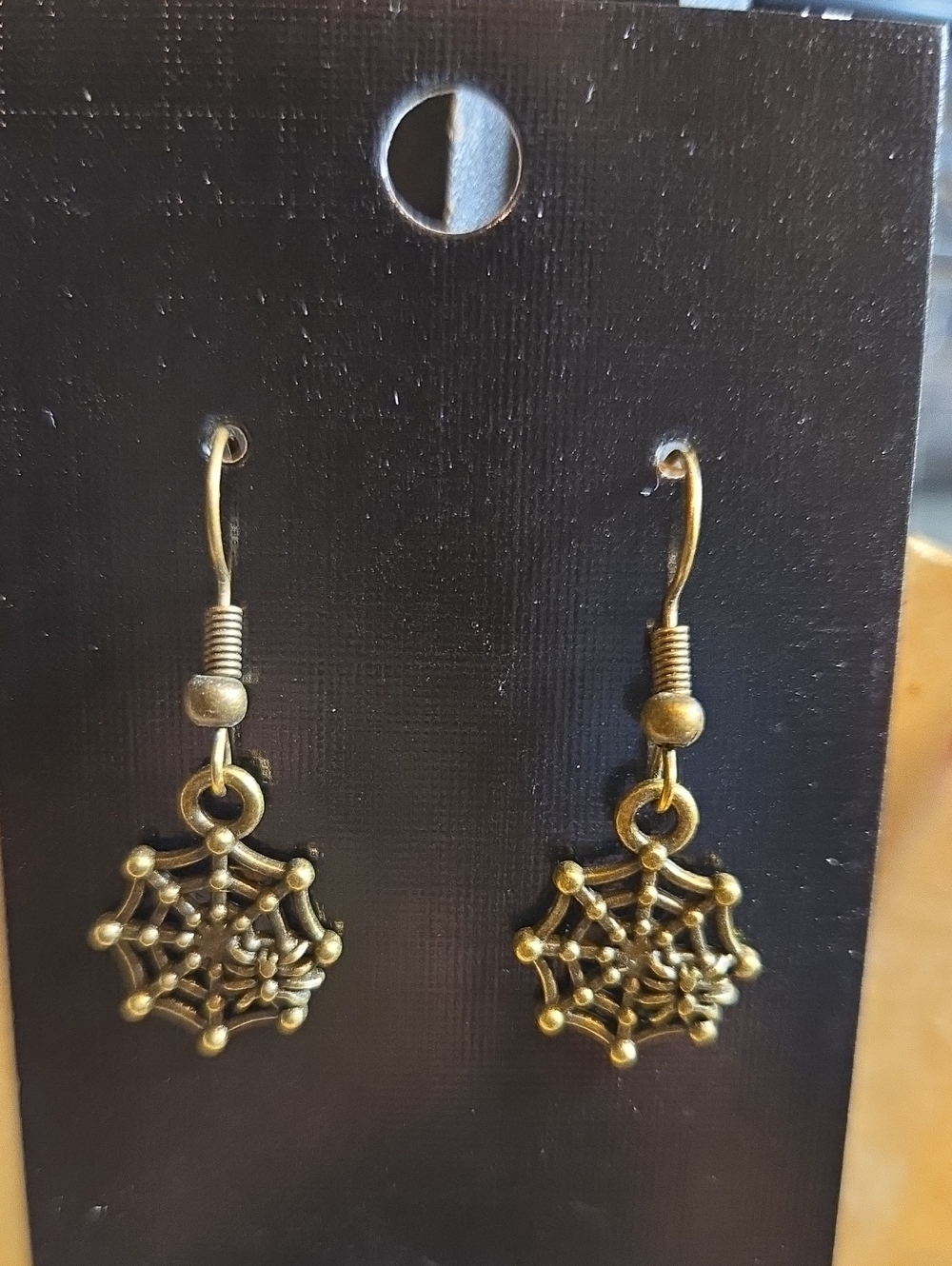 Gold-tone Spider Web Dangle Earrings - Women Jewelry